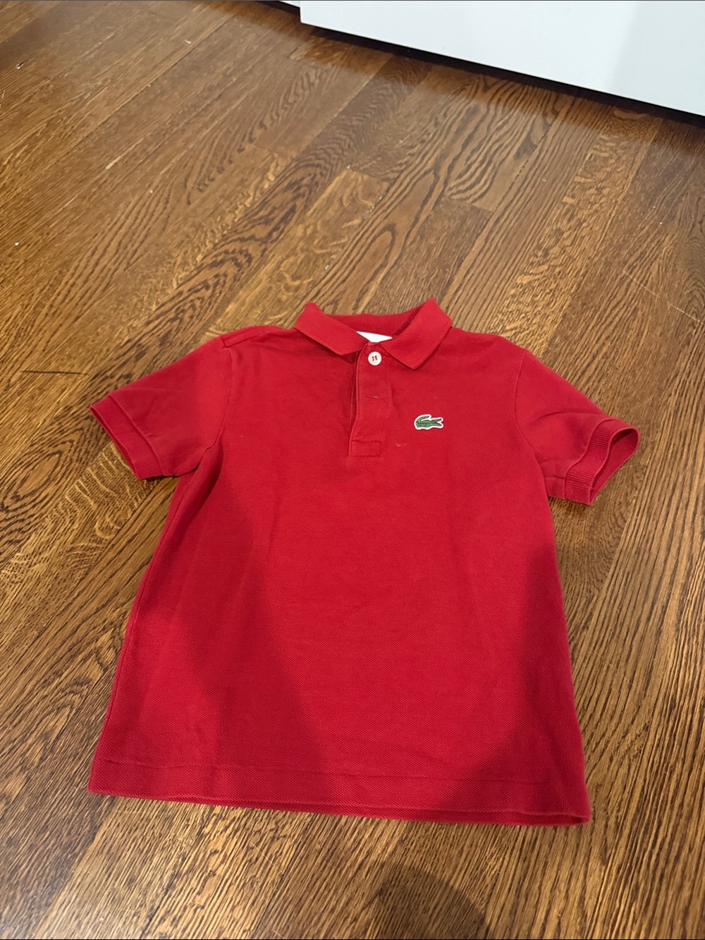 Lacoste Kids Red Short-Sleeve Polo with Crocodile Logo
